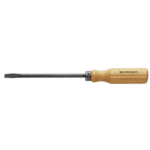 Facom wood handle screwdriver with forged blade for slotted head screws, ideal for precision woodworking and repair tasks.