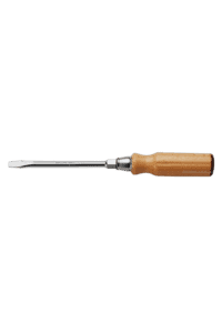 Facom screwdriver with a wooden handle and metal shaft, ideal for precision work and repair tasks.