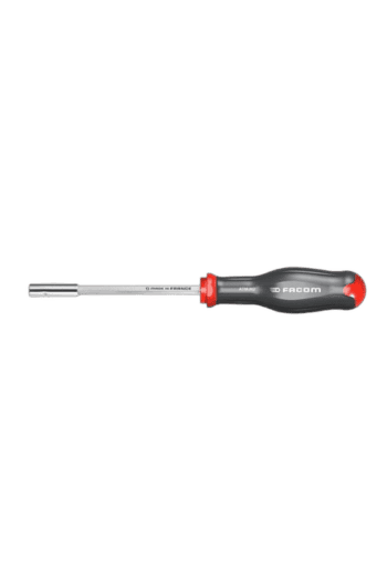 Facom screwdriver with a black and red handle and a metal shaft, ideal for precision tasks.