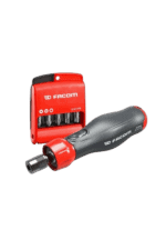 Facom screwdriver set with interchangeable bits and a red storage case, ideal for professional and DIY tasks.