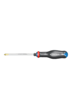 Precision screwdriver with a blue and black handle and a long, slim metal shaft, ideal for detailed mechanical work.