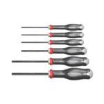Set of Facom Prot SD Hex screwdrivers with ergonomic handles and magnetic tips for precision work.