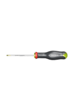 Precision screwdriver with black and green handle and metal shaft, ideal for detailed mechanical work and electronics repair.