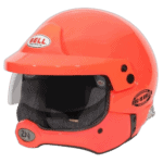Coral Bell racing helmet with black interior padding, designed for motorsport safety and performance.
