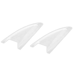 Pair of clear, aerodynamic racing car winglets designed for Grand Prix racewear, made from lightweight material for optimal performance.