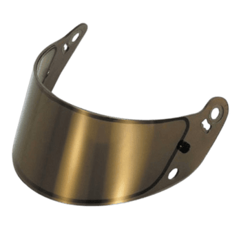 Grand Prix Racewear racing helmet visor in gold tint, designed for motorsport safety and style.