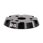 Black racing wheel spacer with 3G logo for motorsport vehicles, designed for optimal fit and performance.