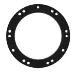 Black racing wheel spacer with multiple bolt holes for Grand Prix Racewear motorsport applications.
