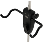 Racing motorcycle handlebar lock with black finish and adjustable knob for security during races.