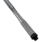 Close-up of a metal torque wrench with textured handle for precision tightening in automotive or racing applications.