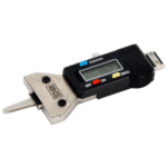 Digital micrometer for precise measurement of small objects, used in engineering and manufacturing.