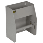 Grand Prix Racewear safety barrier with a white metal construction and integrated safety features for motorsport events.