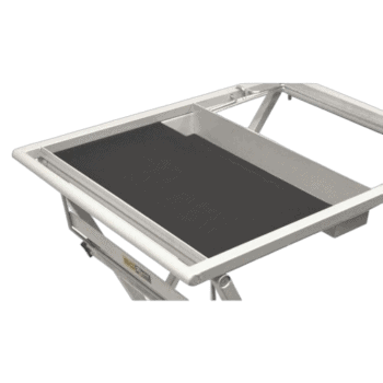 Grand Prix Racewear racing simulator seat with adjustable frame and black cushioned surface for motorsport enthusiasts.