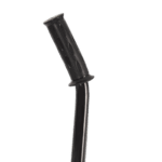 Close-up of a black motorcycle handlebar grip with textured surface for enhanced grip and control.
