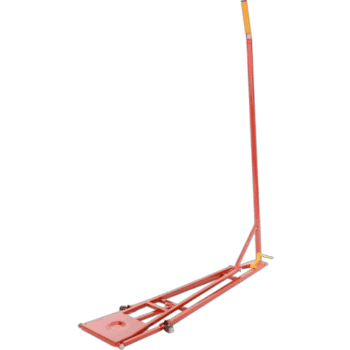 Grand Prix Racewear safety barrier with a long red pole and base, used for motorsport safety and crowd control at racing events.