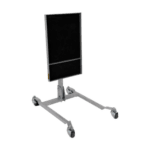 Mobile LED display stand on wheels, used for racing events and promotional displays at Grand Prix Racewear.