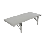 White racing bench with metal legs, ideal for motorsport events and pit stops, from Grand Prix Racewear.