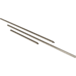 Three metal tuning forks of varying lengths on a black background, used for sound therapy and musical tuning.
