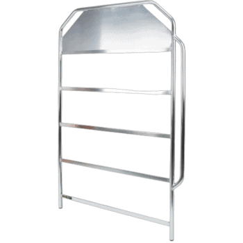 Grand Prix Racewear metal racing helmet display stand with multiple shelves for helmet storage.