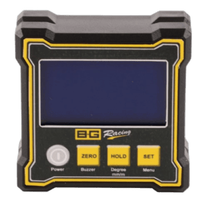 Grand Prix Racewear digital lap timer with yellow and black design, featuring a large screen and control buttons for race timing.