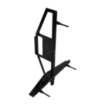 Black racing simulator stand for Grand Prix Racewear, designed for professional motorsport enthusiasts.