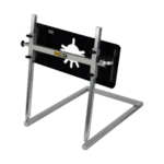 Mobile phone holder with adjustable stand for racing events and trackside use.