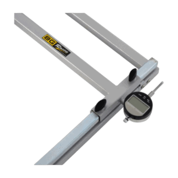 Digital caliper measuring a metal object for precise racing part dimensions at Grand Prix Racewear.