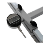 Precision digital dial indicator measuring a metal component for racing gear at Grand Prix Racewear.