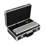 Aluminium racing car parts in a protective case, used for Grand Prix racewear and motorsport equipment.