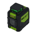 Laser speed gun used in motorsport for accurate timing and speed measurement, featuring a black and green design with a digital display.