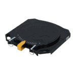 Grand Prix Racewear portable turntable for DJing with a black and yellow design, featuring a sturdy build and professional features.