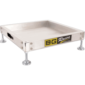 High-performance racing kart chassis with adjustable feet for stability, designed for competitive racing at Grand Prix Racewear.