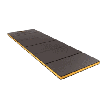 B-G Folding 3 in 1 Mechanics Mat in black and yellow, versatile for automotive repairs and workshops.