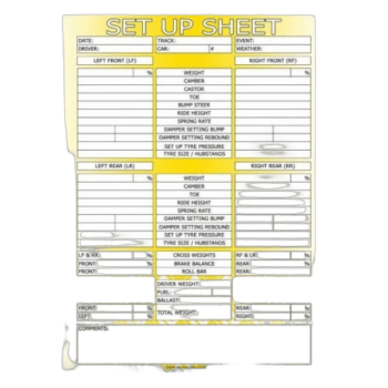B-G Chassis Set Up Sheets Pad of 50