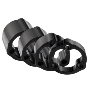 Set of black racing spacers for B-G Racing steering wheels, made from durable aluminium for motorsport use.