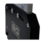 Close-up of a professional racing camera mounted on a black bracket, used for Grand Prix race footage capture.