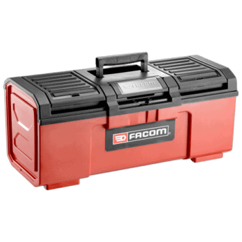 Facom Small model 24 self-closing BP.C24N toolbox with black lid and red body, ideal for professional tool storage.