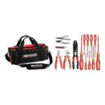 Facom tool set with screwdrivers, pliers, and a tool bag for professional use.