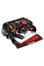 GPR Direct Grand Prix Racewear toolkit with racing accessories and tools in a black and red bag.