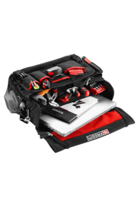 GPR Direct Grand Prix Racewear toolkit with racing accessories and tools in a black and red bag.