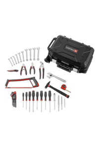Complete set of tools and accessories for the Facom Facom Rolling Handtools Kit Bv.R30cm1pb, including wrenches, screwdrivers, and a storage case.