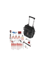 Comprehensive toolkit for Grand Prix racewear maintenance and repair, including screwdrivers, pliers, wrenches, and a portable toolbox, ideal for motorsport professionals.