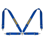 Blue racing harness with yellow 'Sabelt' logo for Grand Prix racewear safety equipment.
