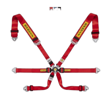 Sabelt Gold Endurance FIA 8853-2016 racing harness with red straps and yellow branding for motorsport safety.