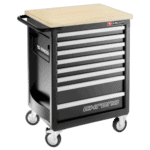 Facom CHRONO roller cabinet with 8 drawers, 3 modules per drawer, heavy-duty design, on caster wheels for mobility.