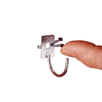 Close-up of a person holding a Facom locking clip CKLA, a small metal fastener used in automotive and industrial applications.