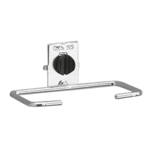Facom tool hook for pliers CKS.55A, metal accessory for workshop organisation, black knob for adjustment, mounted on a black background.