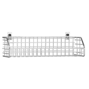 Metal wire basket with mounting brackets, suitable for industrial or workshop use, featured in a product image from GPR Direct.