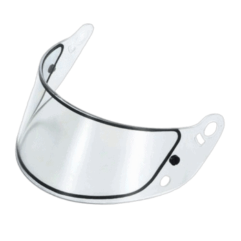 Grand Prix Racewear racing helmet visor for motorcycle or kart racing, featuring a clear shield and ventilation holes.
