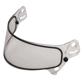Grand Prix Racewear racing helmet visor in silver with black trim, designed for high-performance motorsport safety.